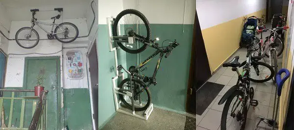armazenamento de bicicletas na sala do vestíbulo