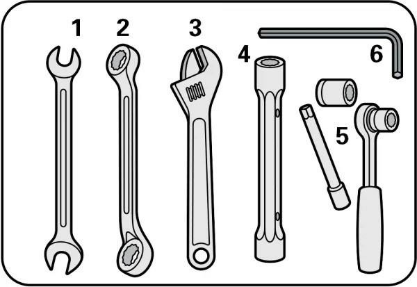 ferramentas para a desmontagem do garfo